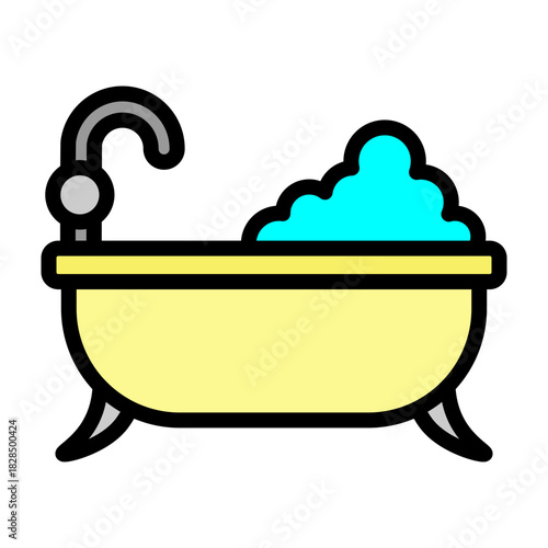 Bath Tub Vector Filled Icon Design