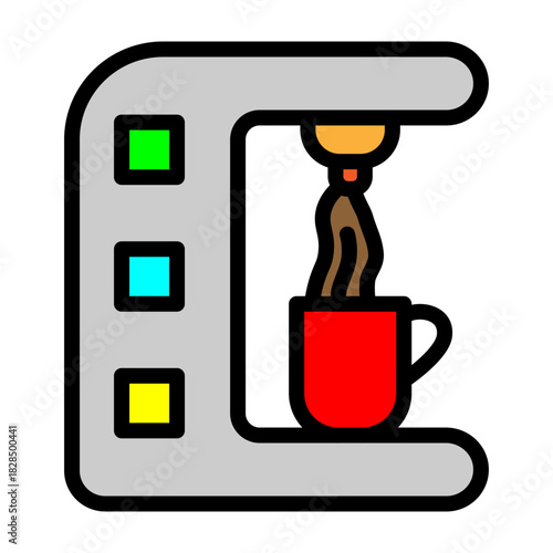 Coffee Maker Vector Filled Icon Design