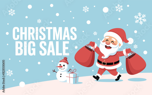 Wallpaper Mural Santa Claus with gift bags and snowman Christmas sale Torontodigital.ca