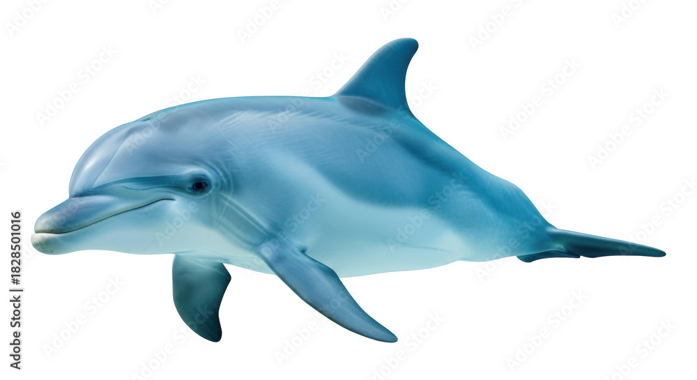 Fototapeta premium Isolated bottlenose dolphin, oceanic mammal, marine animal swimming, underwater world fauna