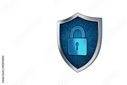 Digital shield with lock graphic. Security symbol 
