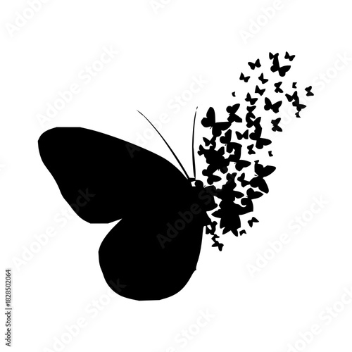 Stunning butterfly swarm silhouette design, perfect for nature-inspired graphics, elegant branding, and modern artistic projects with a touch of whimsical beauty