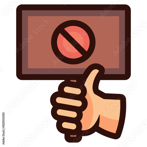 hand holding protest sign icon illustration