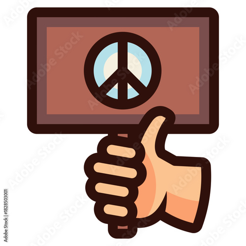 hand holding peace protest sign icon illustration