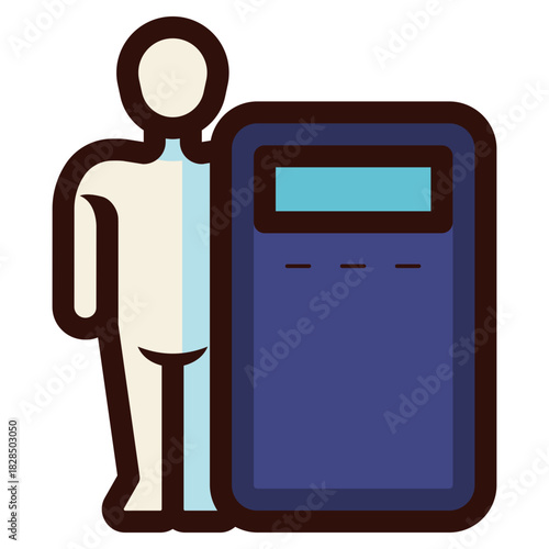 man holding riot shield icon illustration