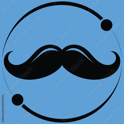 retro mustache design within a cyclical arrow, symbolizing grooming trends, fashion updates, personal style, and classic barbering concepts for vector illustration projects.