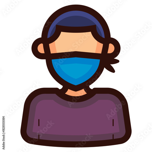 protester wear handkerchief mask icon illustration