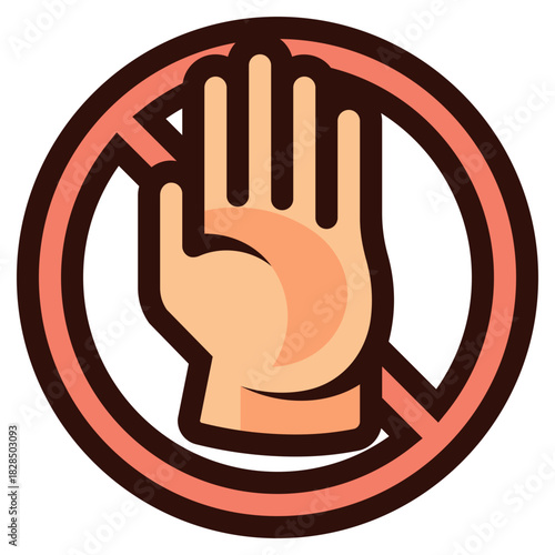 stop hand signal icon illustration