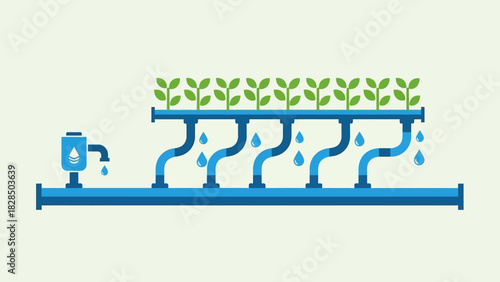 Efficient drip irrigation system providing sustainable water supply to green saplings, symbolizing eco-friendly agriculture and modern plant cultivation technology