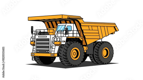 Heavy-duty mining truck illustration on a white background, perfect for industrial and construction themes