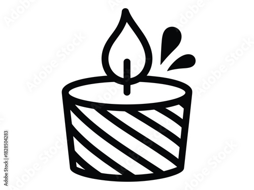 Illustration of a candle with stripes and flame on a white background