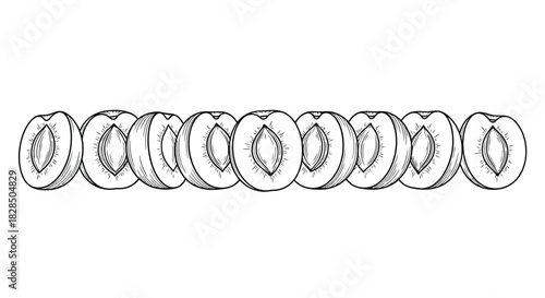 Abstract line drawing of a series of interconnected circular shapes