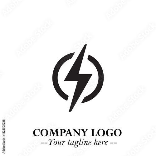 Sleek Electrical Logo Symbol on a Clean White Background for Modern Branding Design Elements Art