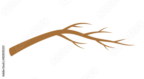 Minimalist brown tree branch art design on white background
