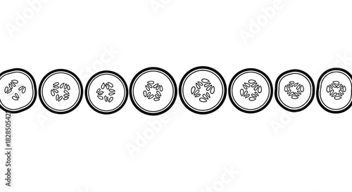 Row of oval chinese calligraphy characters on white background