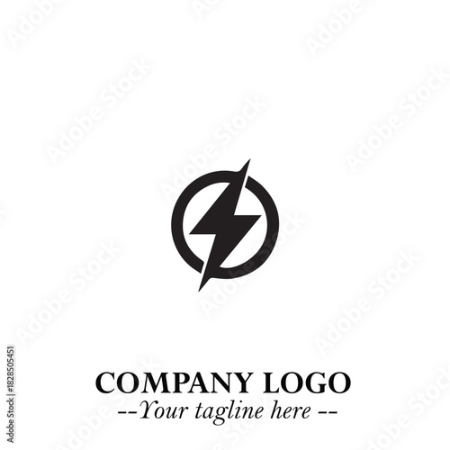 Sleek Electrical Logo Symbol on a Clean White Background for Modern Branding Design Elements Art