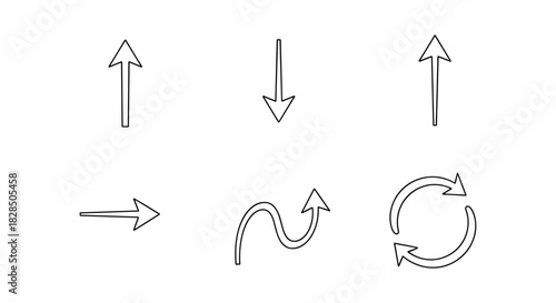Minimalist linear arrow designs in various directions and styles for effective navigation