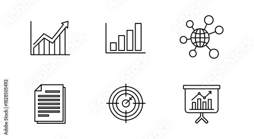 Minimalist line icons for business and analytics applications