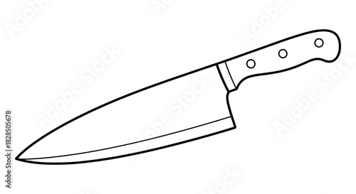 Simple outline of a kitchen knife on white background