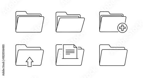 Minimalist folder icons for digital file management and organization