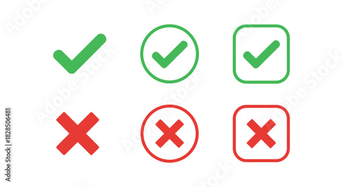 Green and red checkmark and cross symbols for decision making