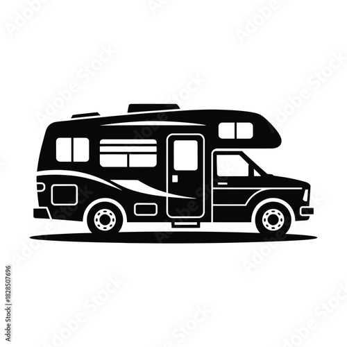 The illustration depicts a recreational vehicle, also known as an RV, in a side profile.
