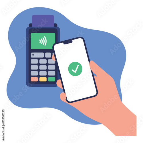 Person using a smartphone to make a contactless payment at a card reader.