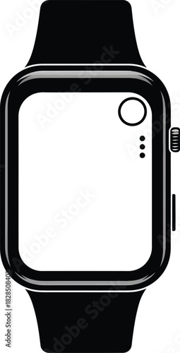 Smartwatch vector illustration wearable technology black and white art eps silhouette