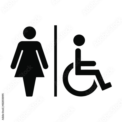 A restroom sign indicating facilities for women and individuals with disabilities.