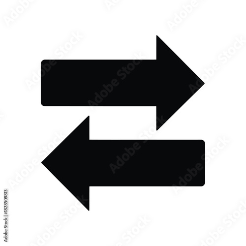 Two black arrows point in opposite directions, symbolizing exchange or direction.