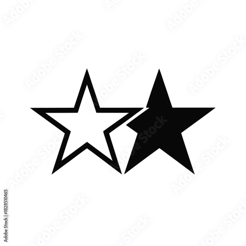 Two stars, one filled and one outlined, against a white background.