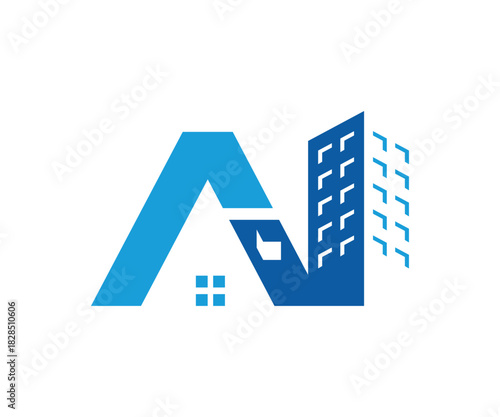 Abstract letter A real estate logo modern design template