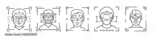 Facial recognition biometric scanning for secure authentication system graphic