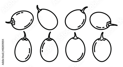 Collection of hand drawn grape illustrations isolated on white background