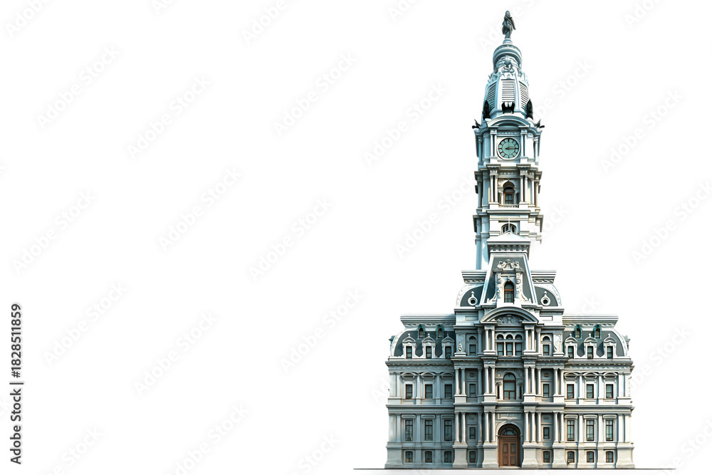 Obraz premium Historic city hall isolated on transparent background