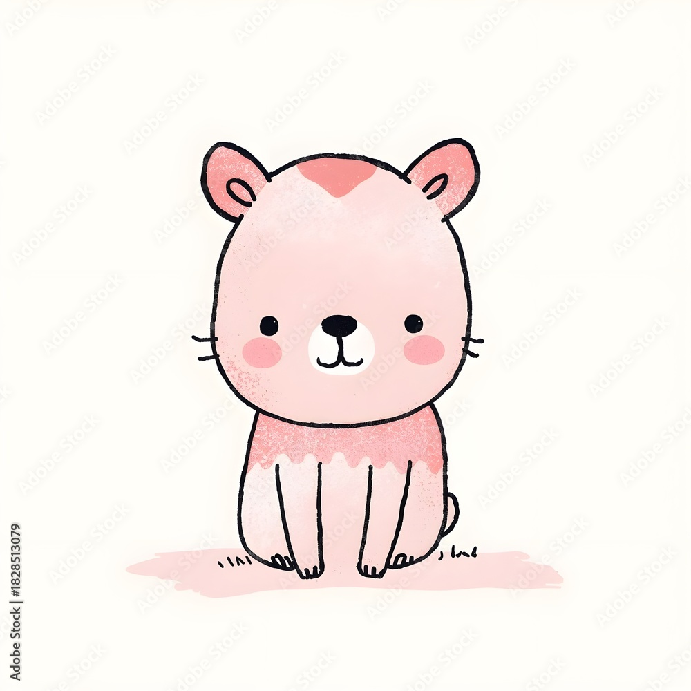 Fototapeta premium Cute Pink Bear Illustration