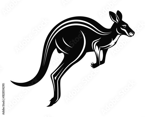 Kangaroo vector illustration black and white australian animal design eps silhouette