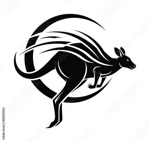 Kangaroo logo design black and white australian animal vector graphic eps silhouette