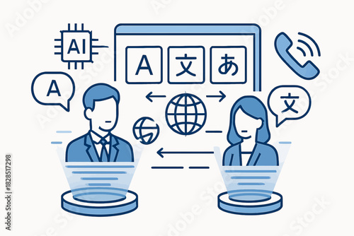 AI powered language translation and global communication between people.