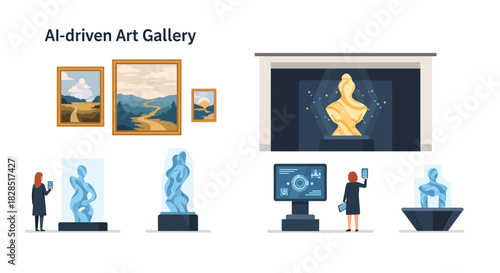 AIdriven Art Gallery Showcasing Digital and Traditional Art.
