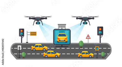Autonomous Drones Monitor Traffic Flow and Vehicle Safety on Smart City Roads.