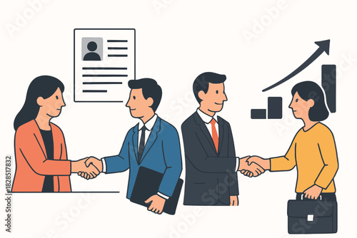 Business Meeting and Handshake Illustration.