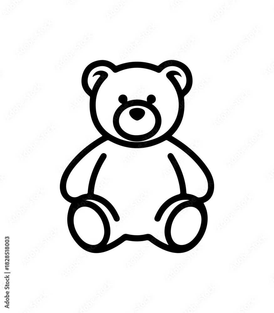 Obraz premium Adorable teddy bear outline drawing, perfect for kids projects and heartwarming designs