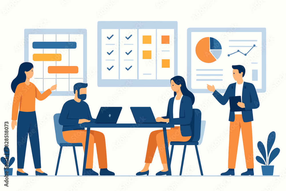 Obraz premium Business Meeting with Data Analysis and Planning.