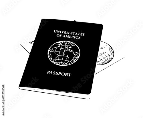 United States passport with a globe for international travel and identification needs