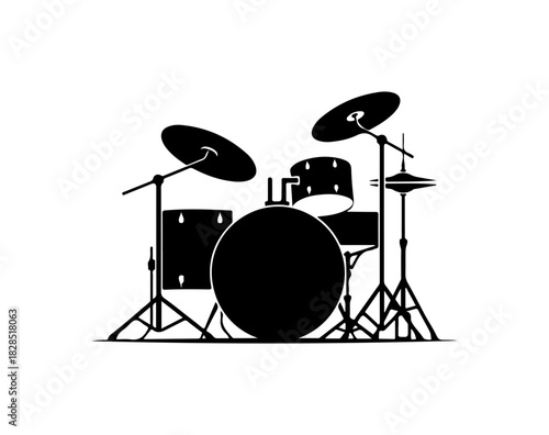 Dynamic drum set illustration perfect for music posters or band promotions, vector style