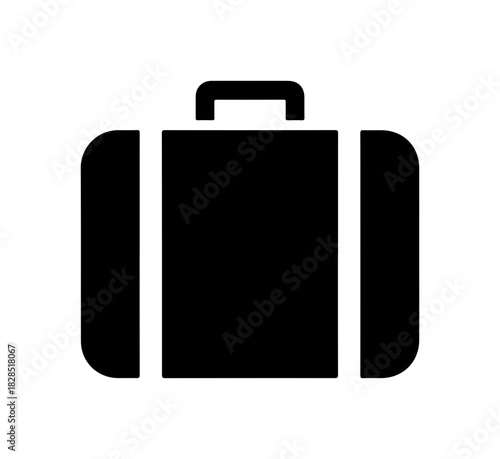 Simple black suitcase icon for travel planning, vacation prep and business trip adventures