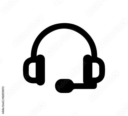 Professional headset icon for customer support, telemarketing, and online communication