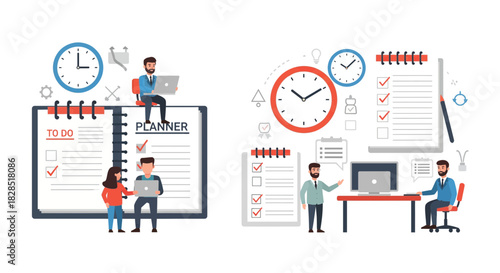 Business Planning and Time Management Concepts Illustrated.