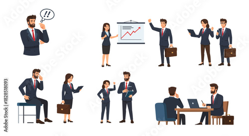 Business People in Various Professional Settings and Activities.